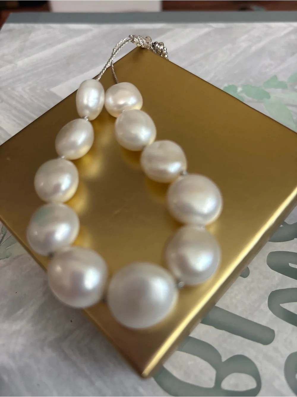 Genuine freshwater Baroque pearl adjustment bracelet with Tassel